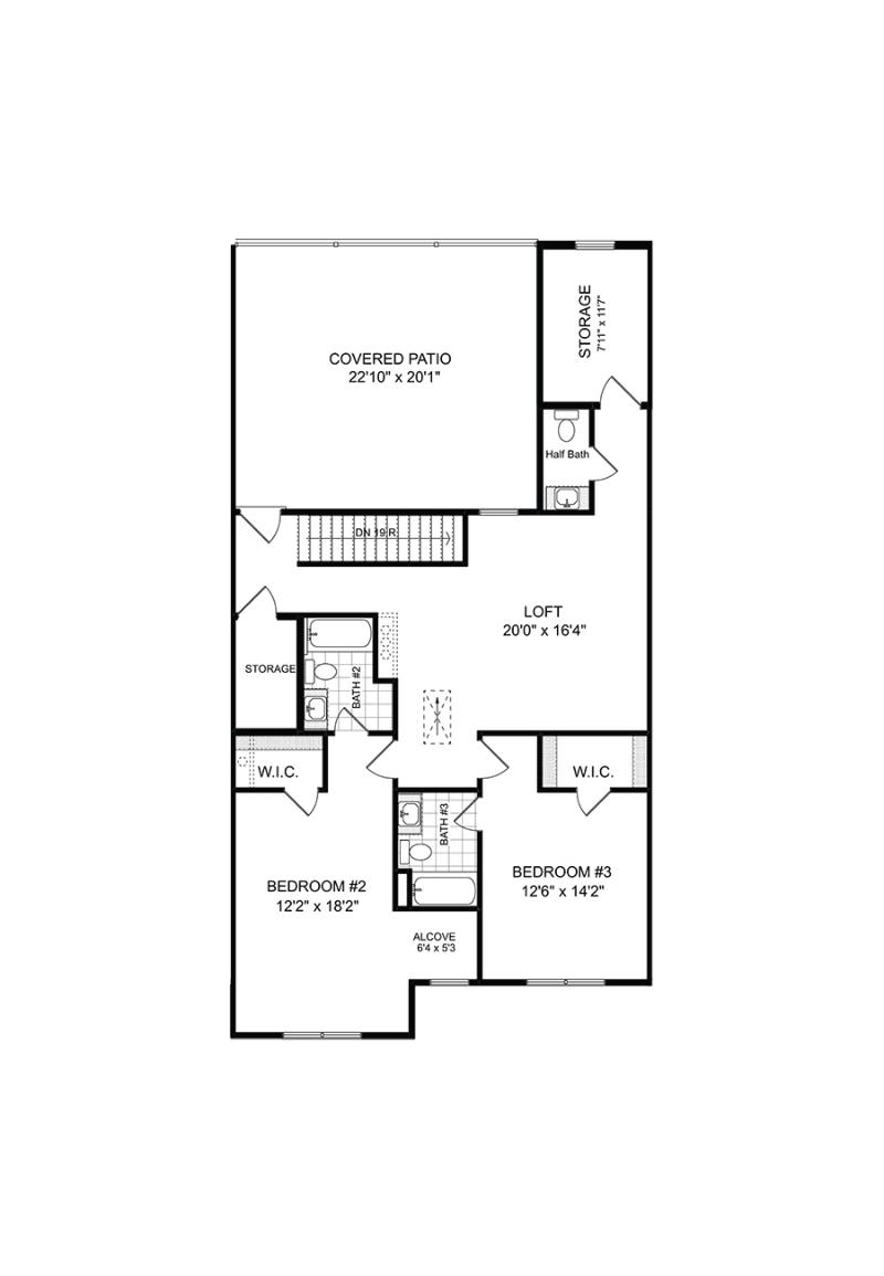 Second floor of the available Mew townhome interior unit at Ruisseau in Woodstock, GA.